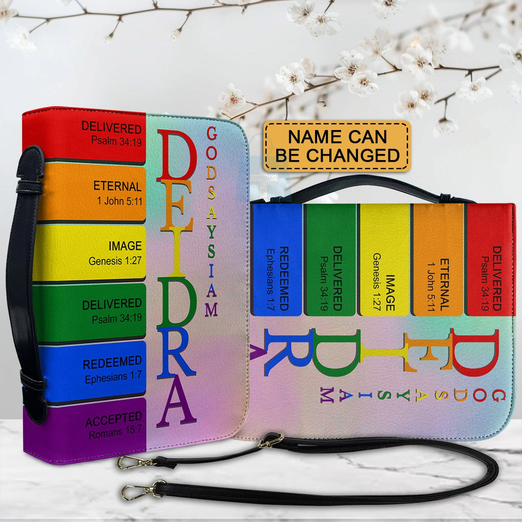 Personalized Rainbow Name Meaning Bible Cover