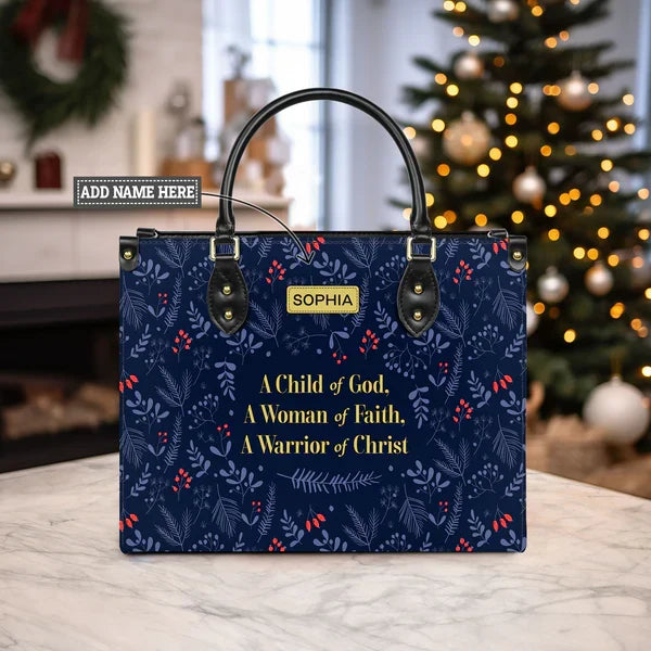 Child of God Woman of Faith Leather Handbag
