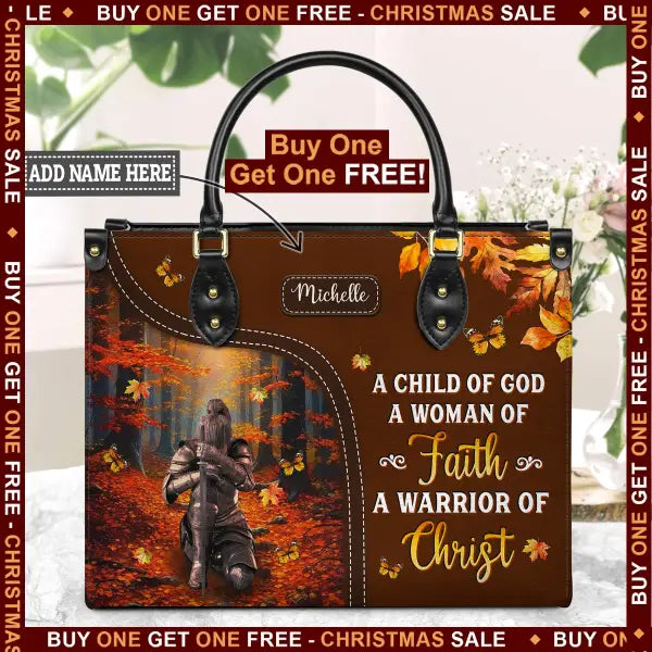 Woman of Faith Personalized Leather Handbag