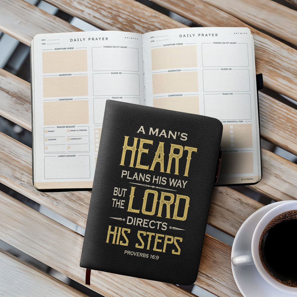 Guided Proverbs 16:9 Leather Prayer Journal