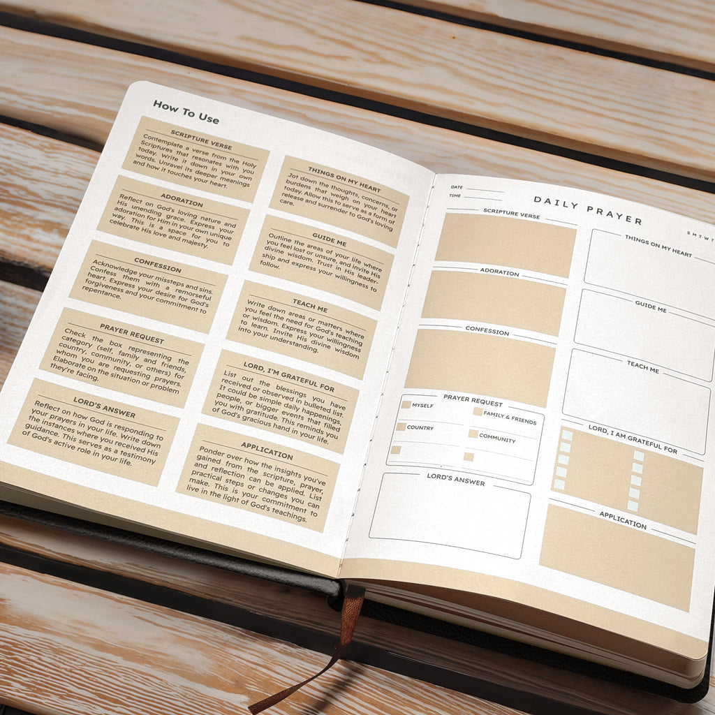 Guided Proverbs 16:9 Leather Prayer Journal