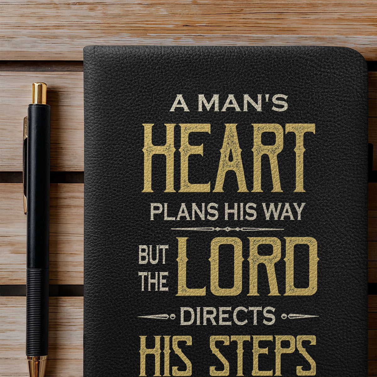 Guided Proverbs 16:9 Leather Prayer Journal