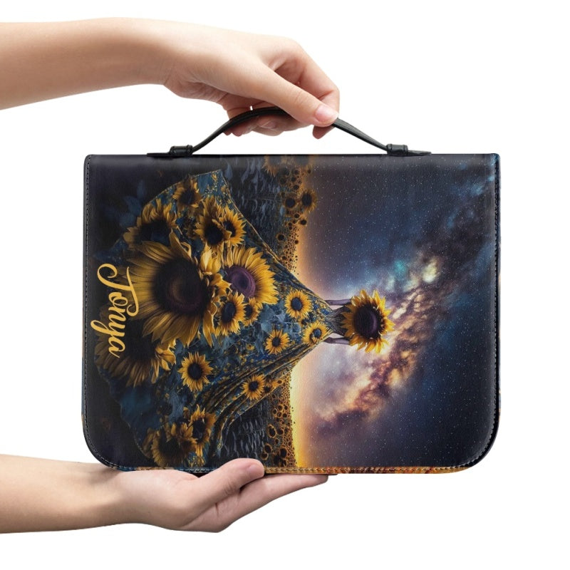 Cosmic Sunflower Personalized Bible Cover