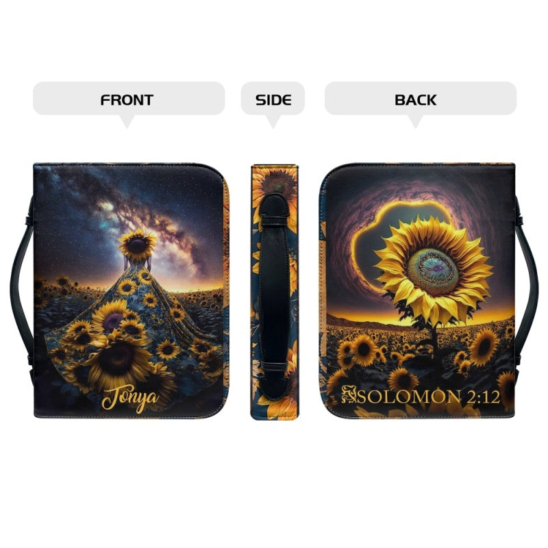 Cosmic Sunflower Personalized Bible Cover
