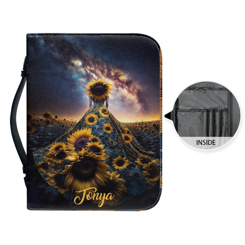 Cosmic Sunflower Personalized Bible Cover