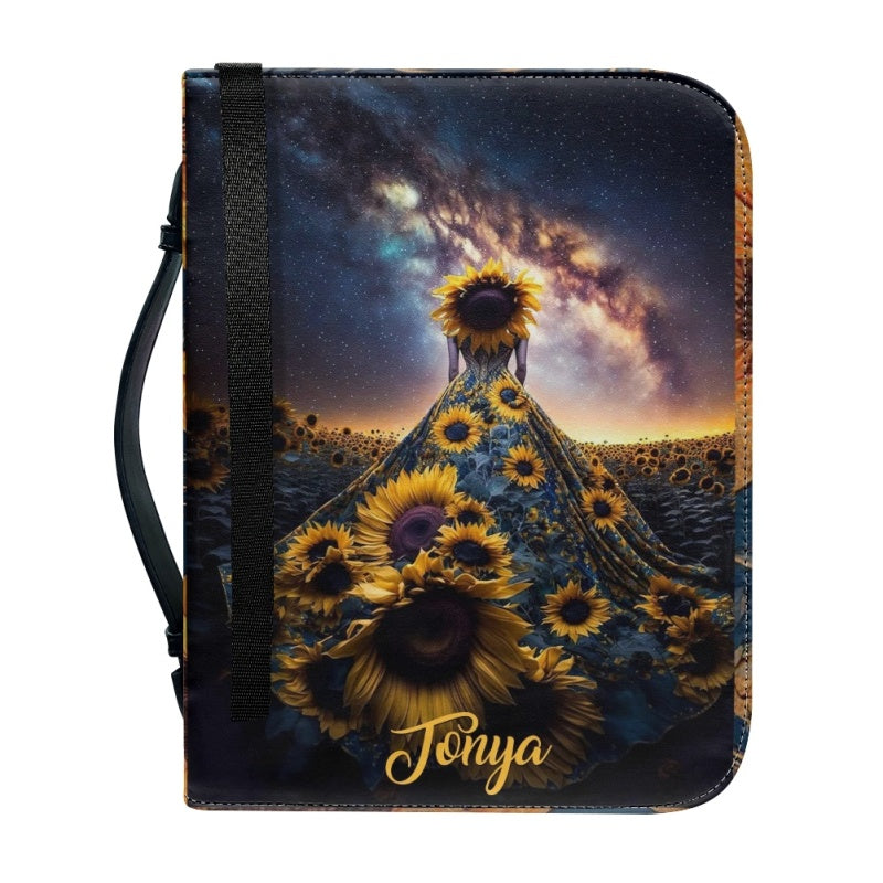 Cosmic Sunflower Personalized Bible Cover
