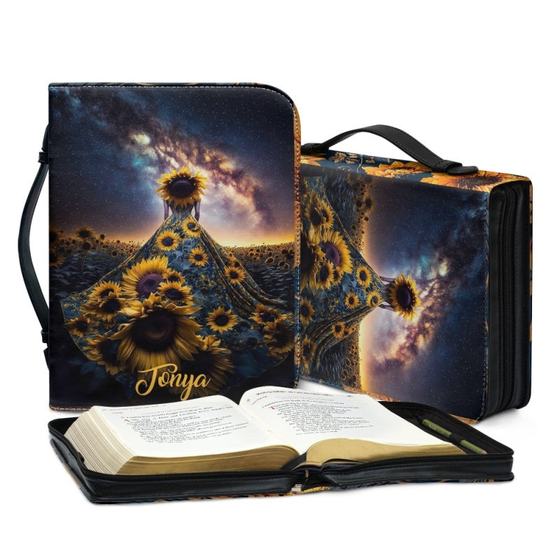 Cosmic Sunflower Personalized Bible Cover