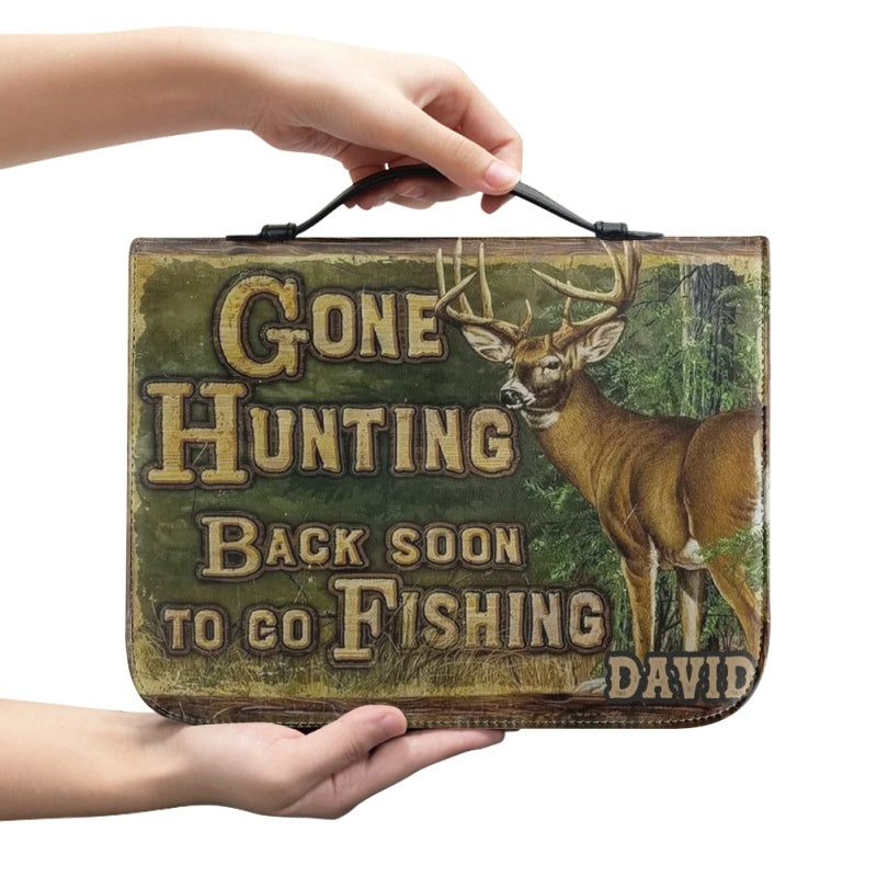 Personalized Gone Hunting Fishing Bible Cover
