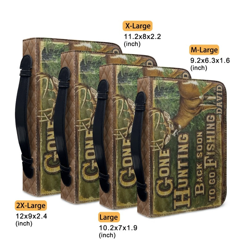 Personalized Gone Hunting Fishing Bible Cover
