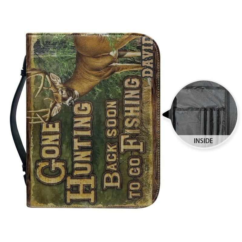 Personalized Gone Hunting Fishing Bible Cover