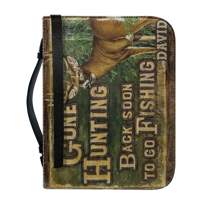 Personalized Gone Hunting Fishing Bible Cover