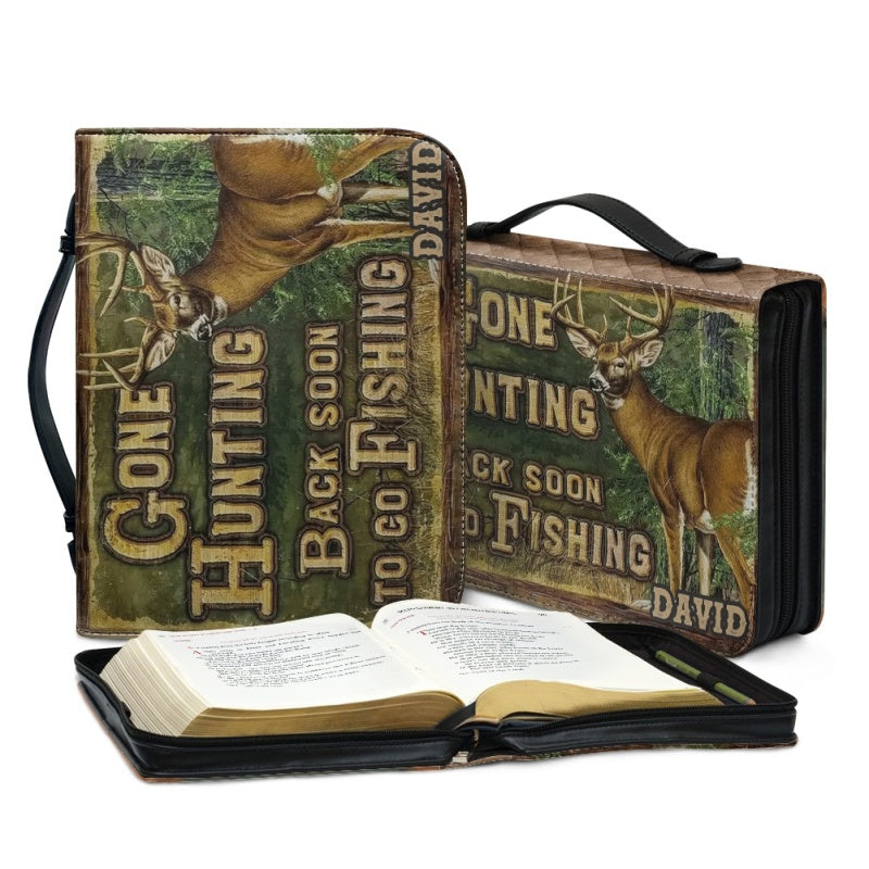 Personalized Gone Hunting Fishing Bible Cover