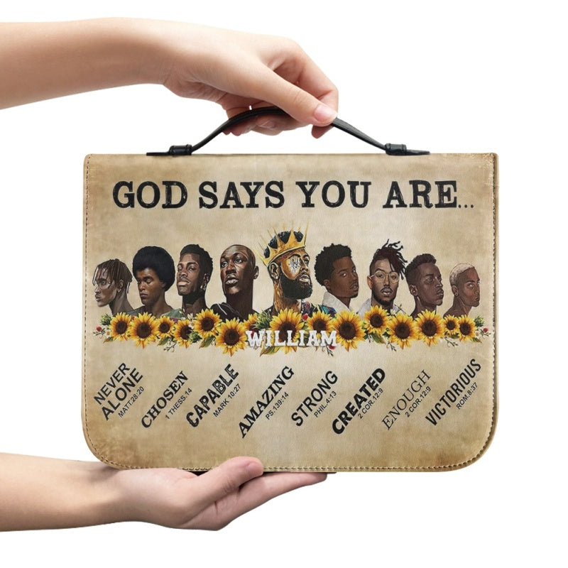 Personalized God Says You Are Bible Cover for Men