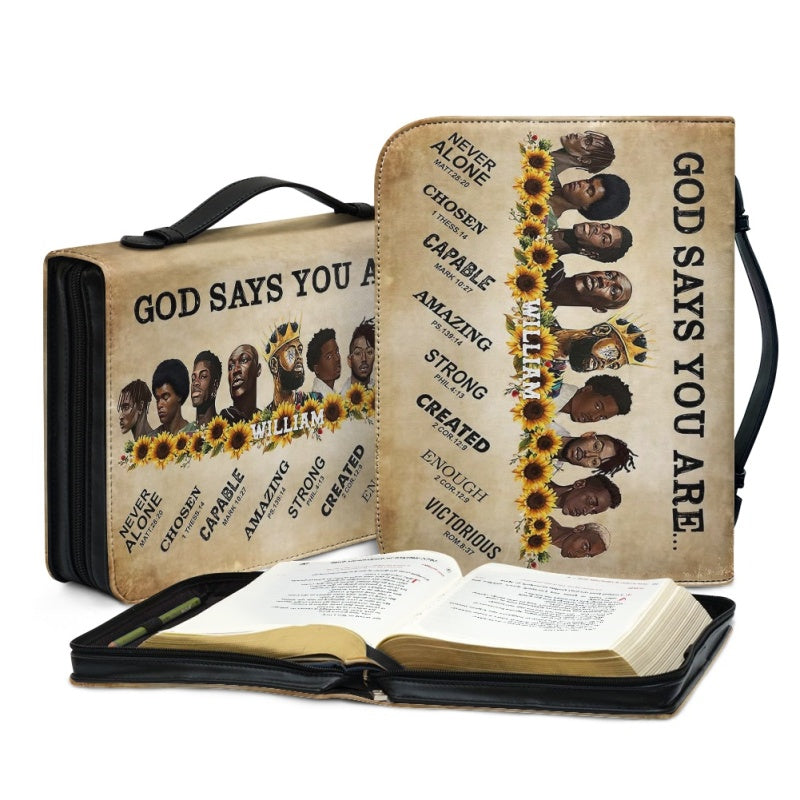 Personalized God Says You Are Bible Cover for Men