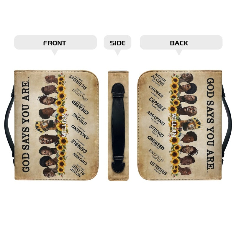 Personalized God Says You Are Bible Cover for Men