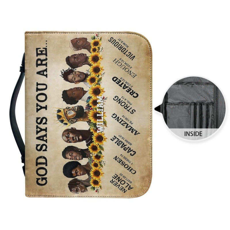 Personalized God Says You Are Bible Cover for Men