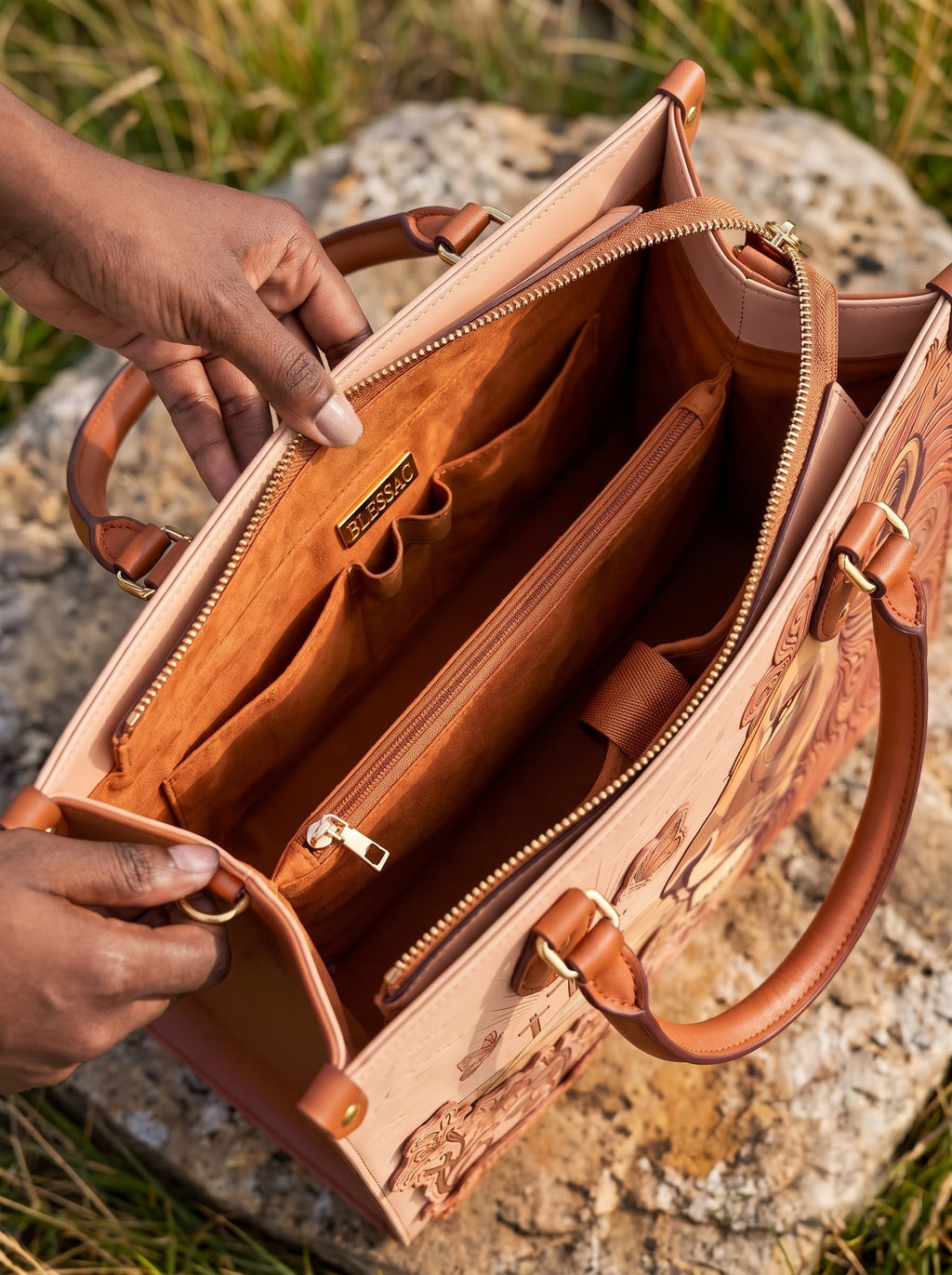 Lion of Judah Joshua 1:9 Leather Handbag