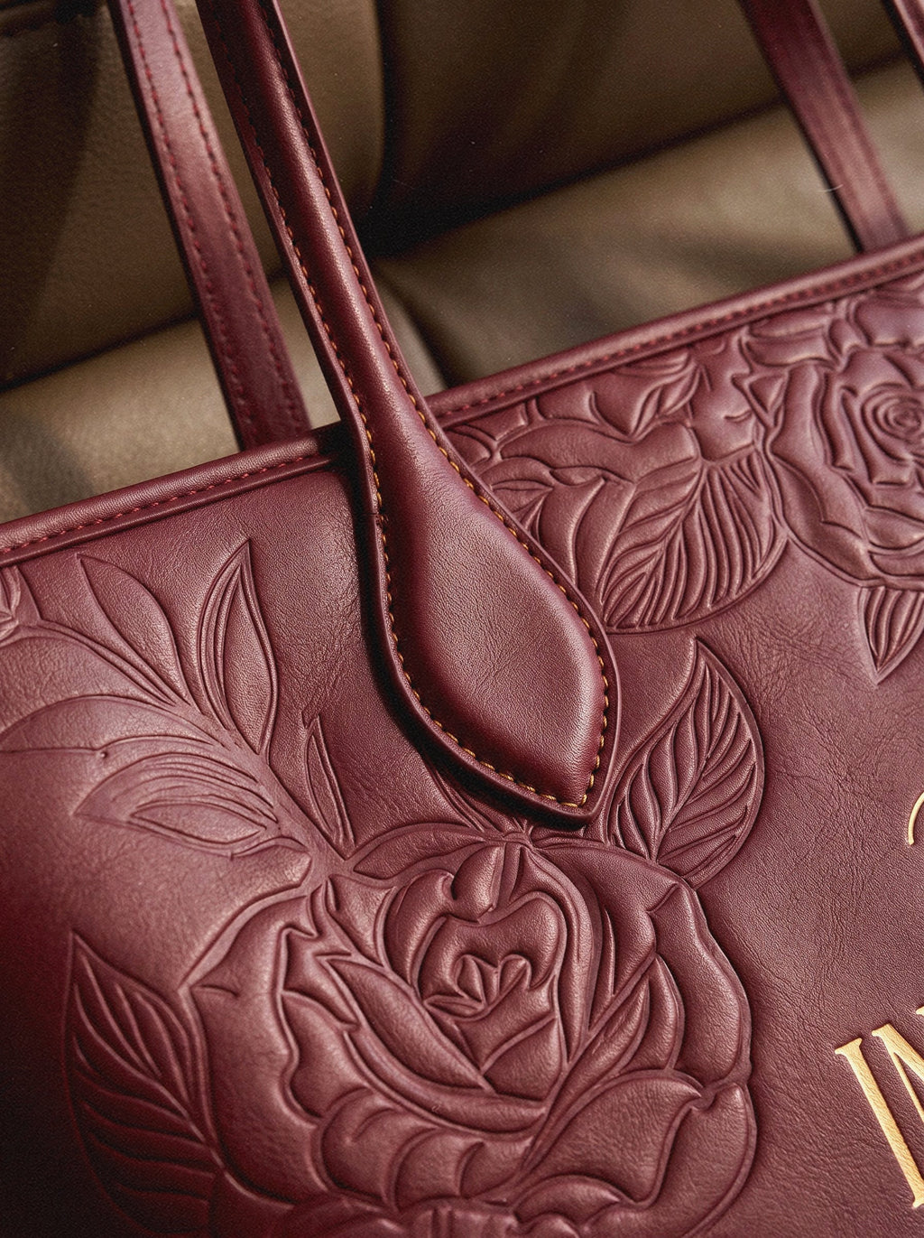 Proverbs 3:5 Cherry Wine Embossed Vegan Tote