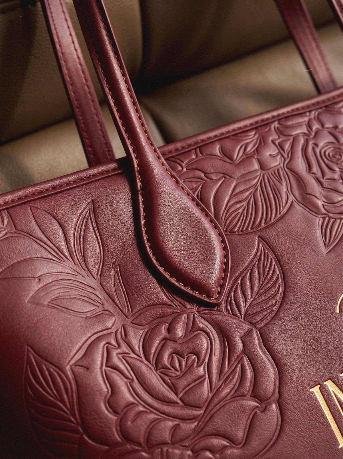 Proverbs 3:5 Cherry Wine Embossed Vegan Tote