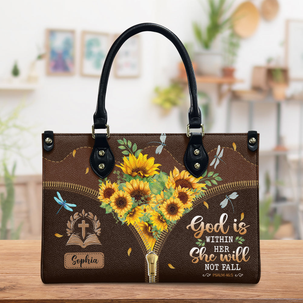 Personalized Faith Dragonfly Leather Handbag