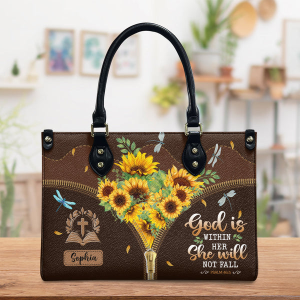 Personalized Faith Dragonfly Leather Handbag