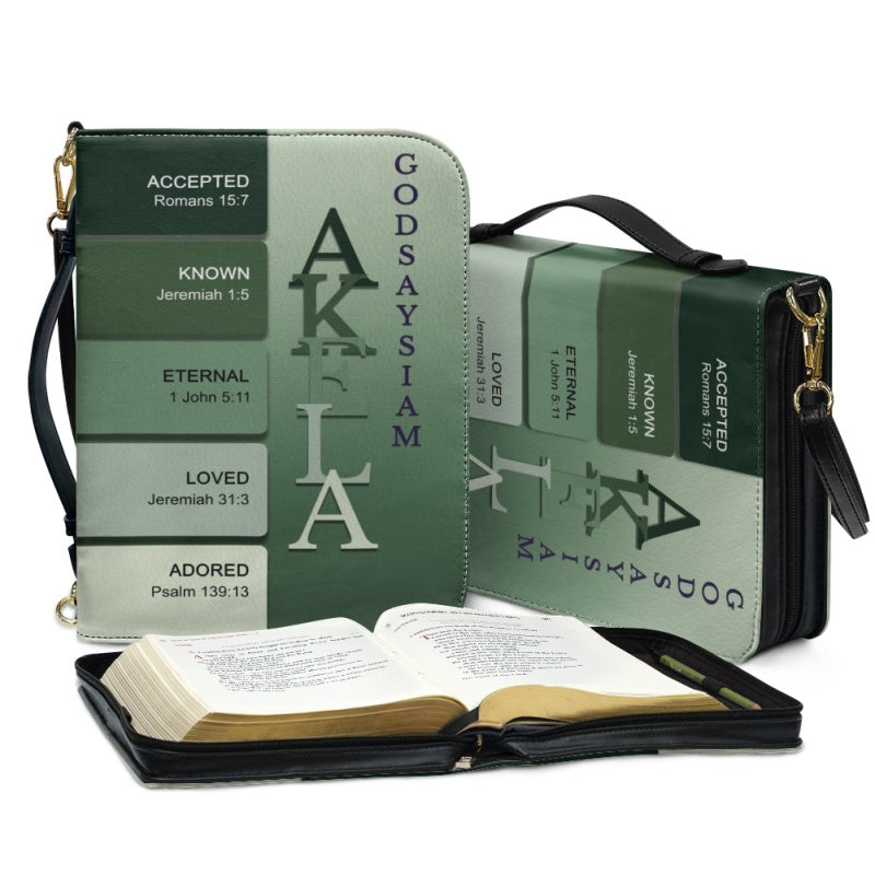 Vintage Green Personalized Name Bible Cover