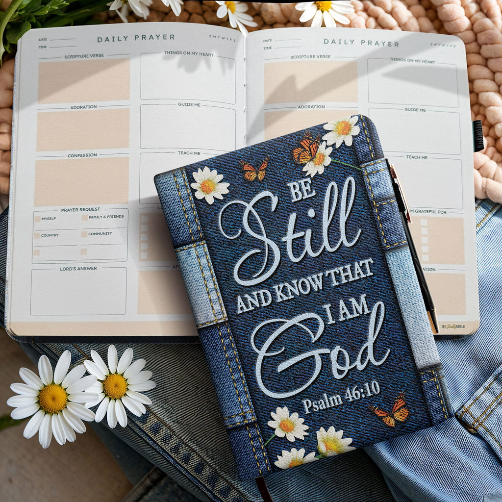 Psalm 46:10 Reflect Leather Prayer Journal