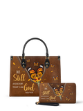 Serene Psalm 46:10 Leather Handbag