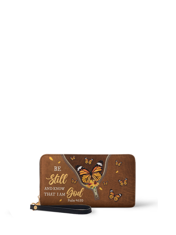 Serene Psalm 46:10 Leather Wallet