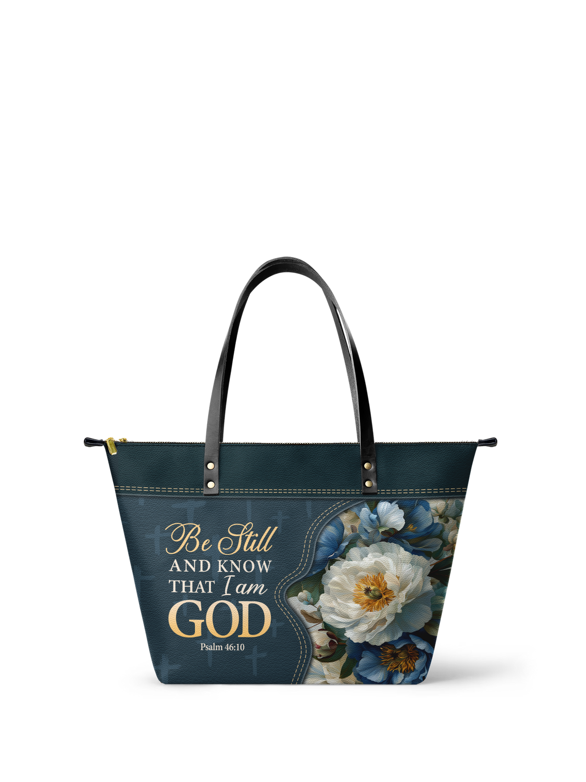 Be Still & Know Psalm 46:10 Leather Tote Bag