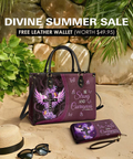Joshua 1:9 Purple Rose Leather Handbag & Wallet