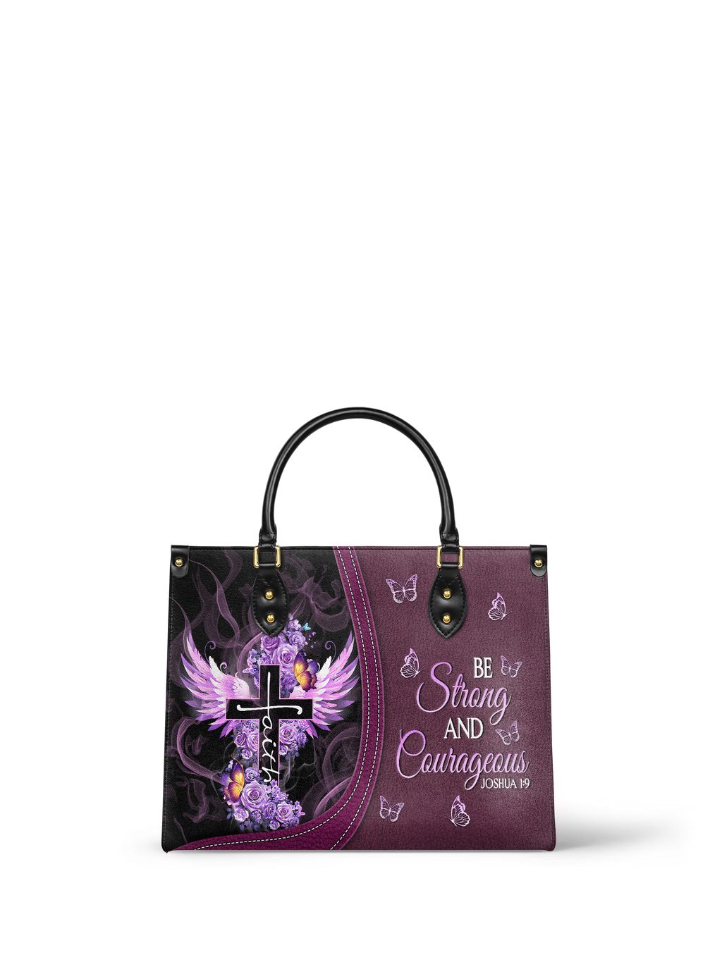 Courage Joshua 1:9 Scripture Leather Handbag