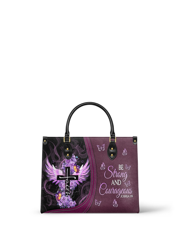 Courage Joshua 1:9 Scripture Leather Handbag