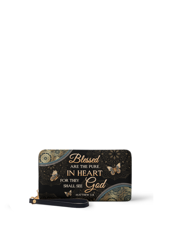 Matthew 5:8 Pure in Heart Leather Wallet