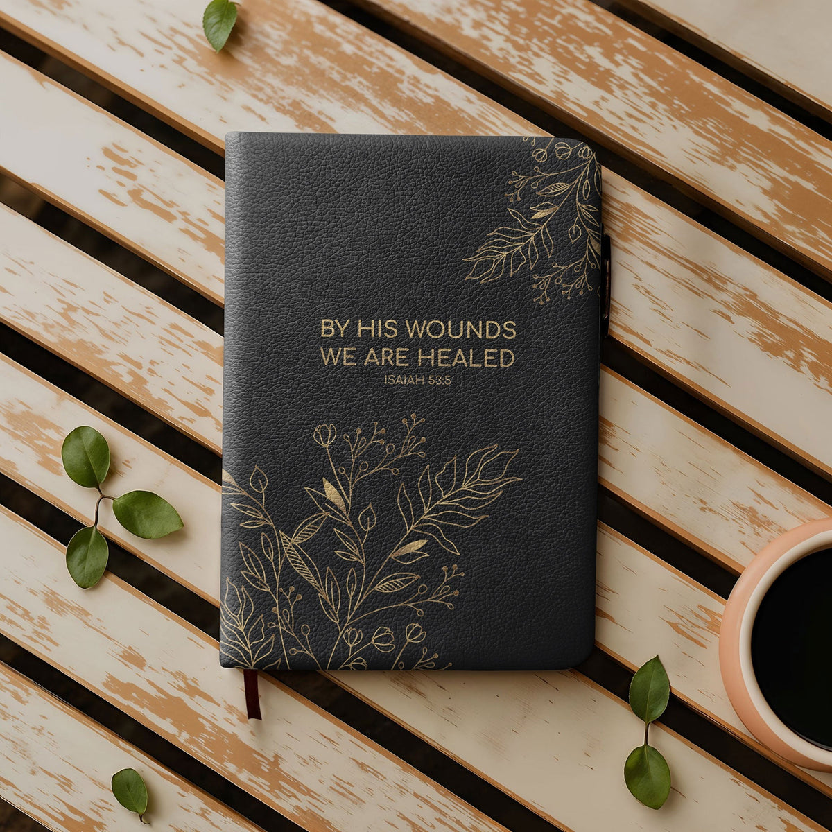 Healed Isaiah 53:5 Leather Prayer Journal