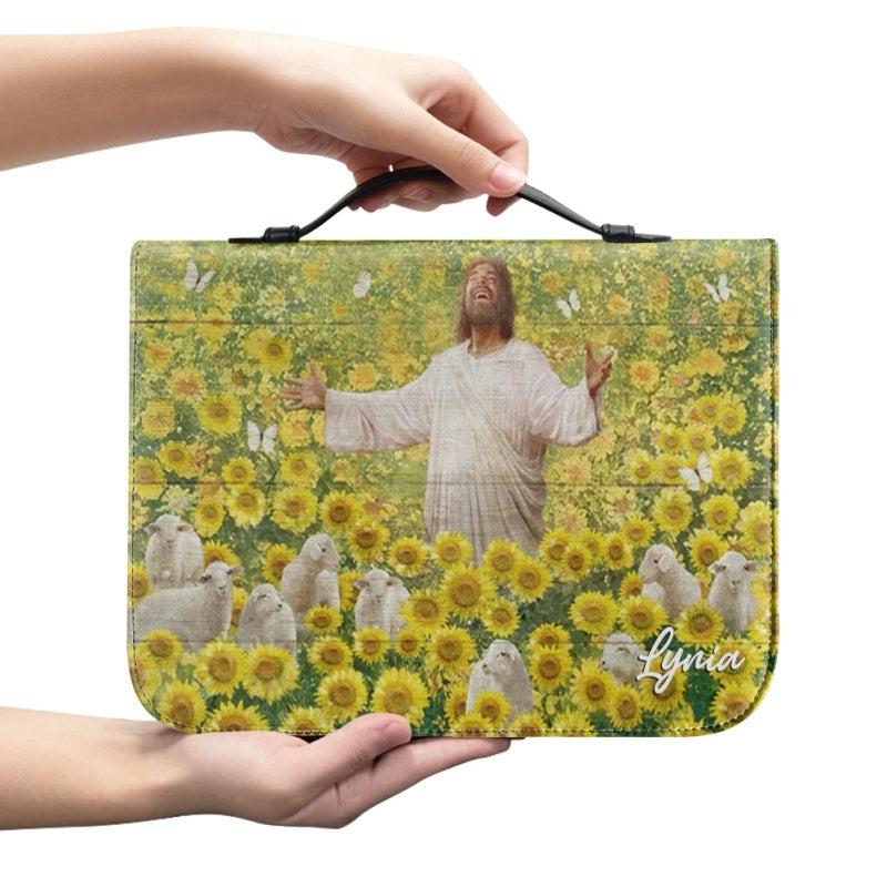 Personalized Jesus & Sunflower Bible Cover