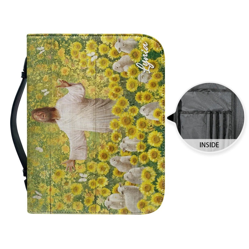 Personalized Jesus & Sunflower Bible Cover