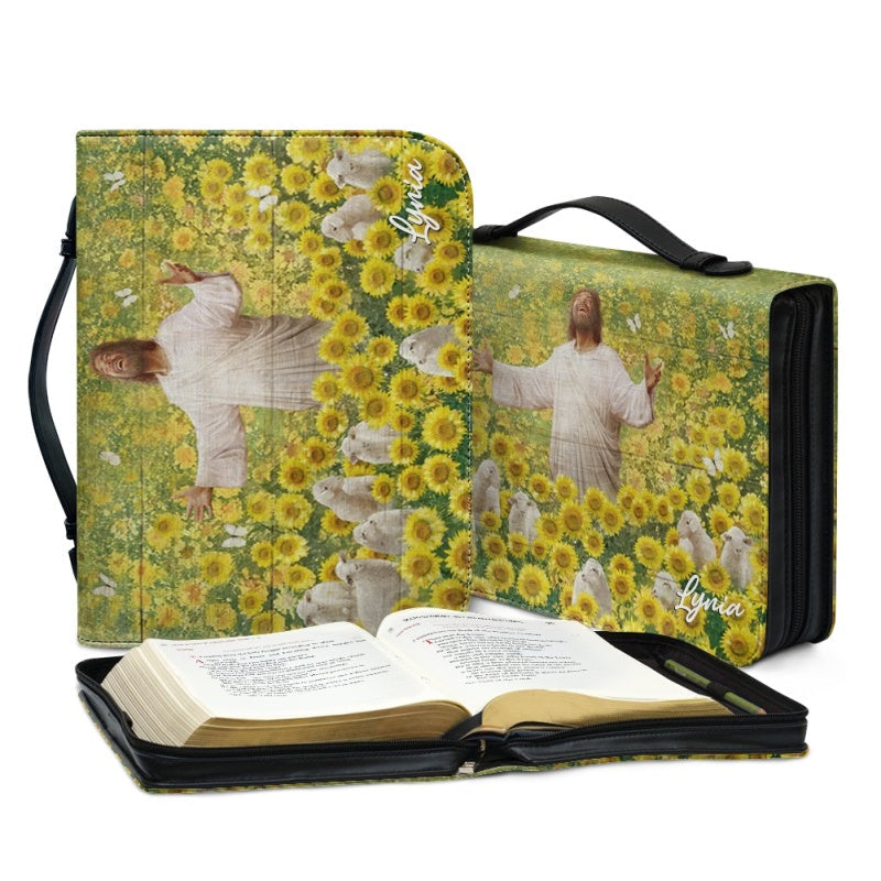 Personalized Jesus & Sunflower Bible Cover