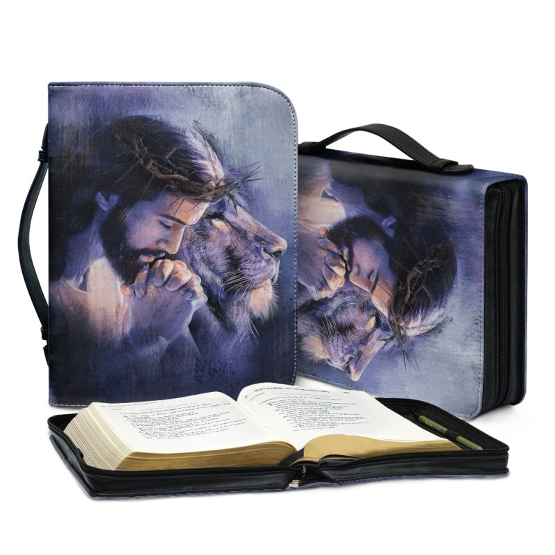 Personalized Jesus & Lion Bible Cover