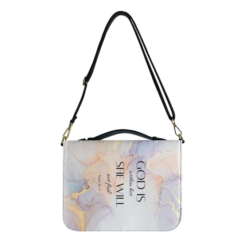 White & Gold Marble Bible Cover Case with Handle