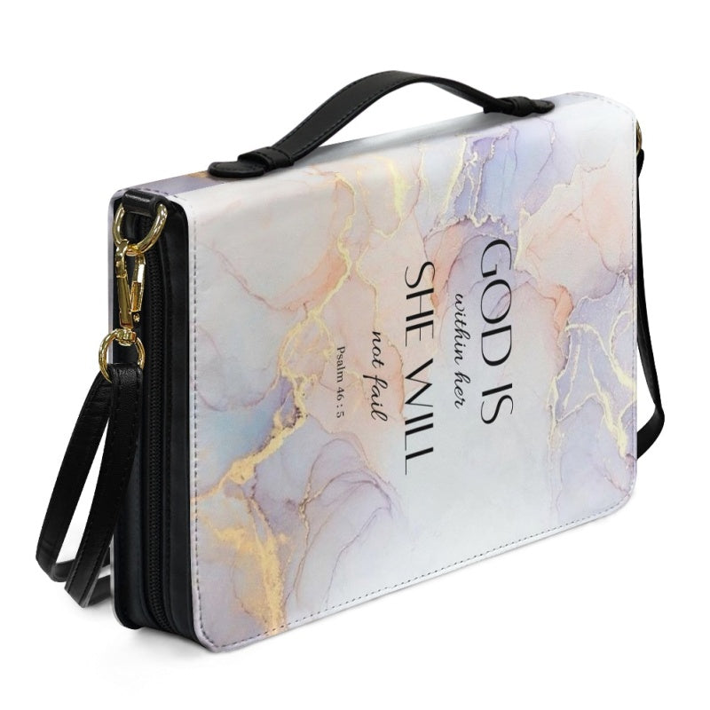 White & Gold Marble Bible Cover Case with Handle