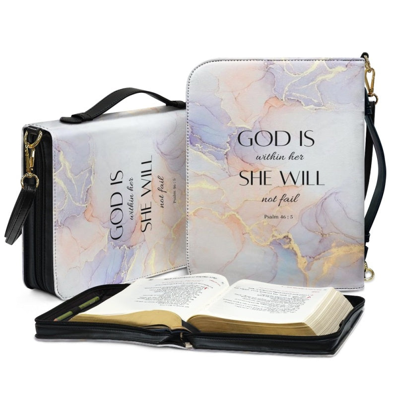 White & Gold Marble Bible Cover Case with Handle