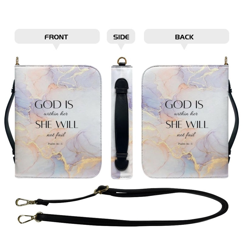 White & Gold Marble Bible Cover Case with Handle