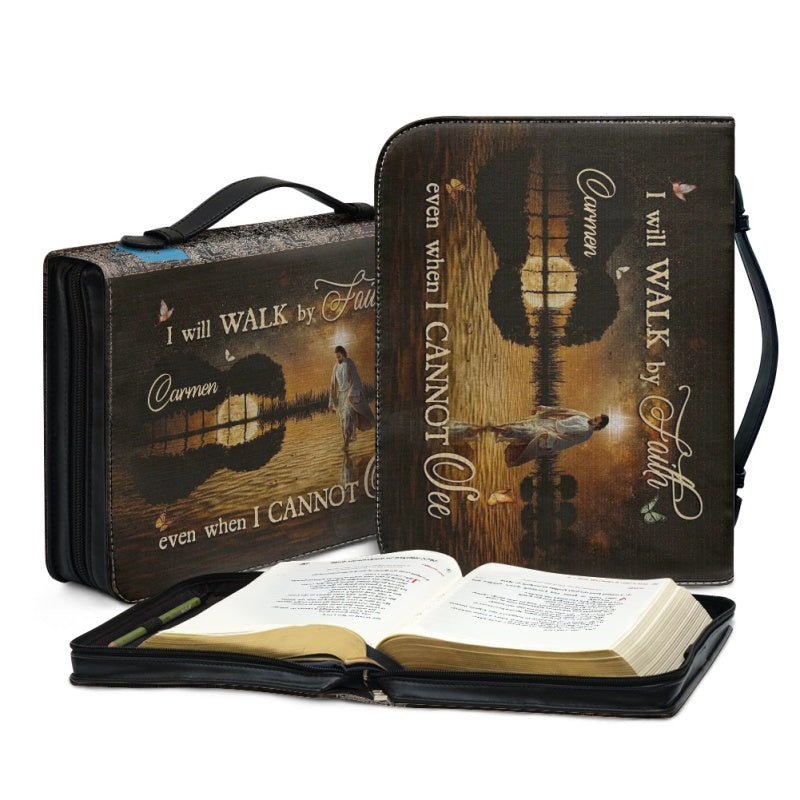Walk By Faith Lion Cross Personalized Bible Cover