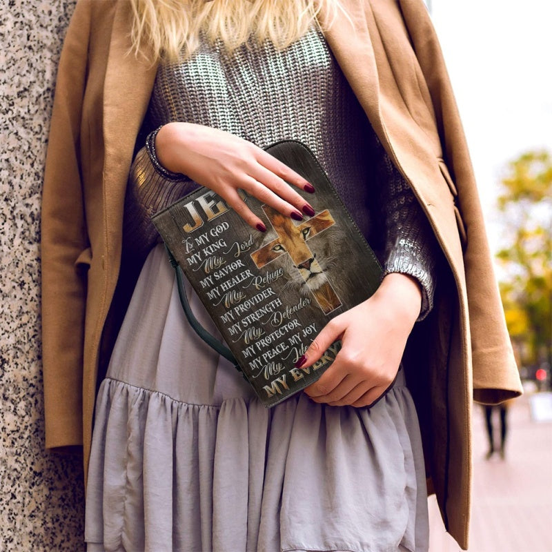 Walk By Faith Lion Cross Personalized Bible Cover