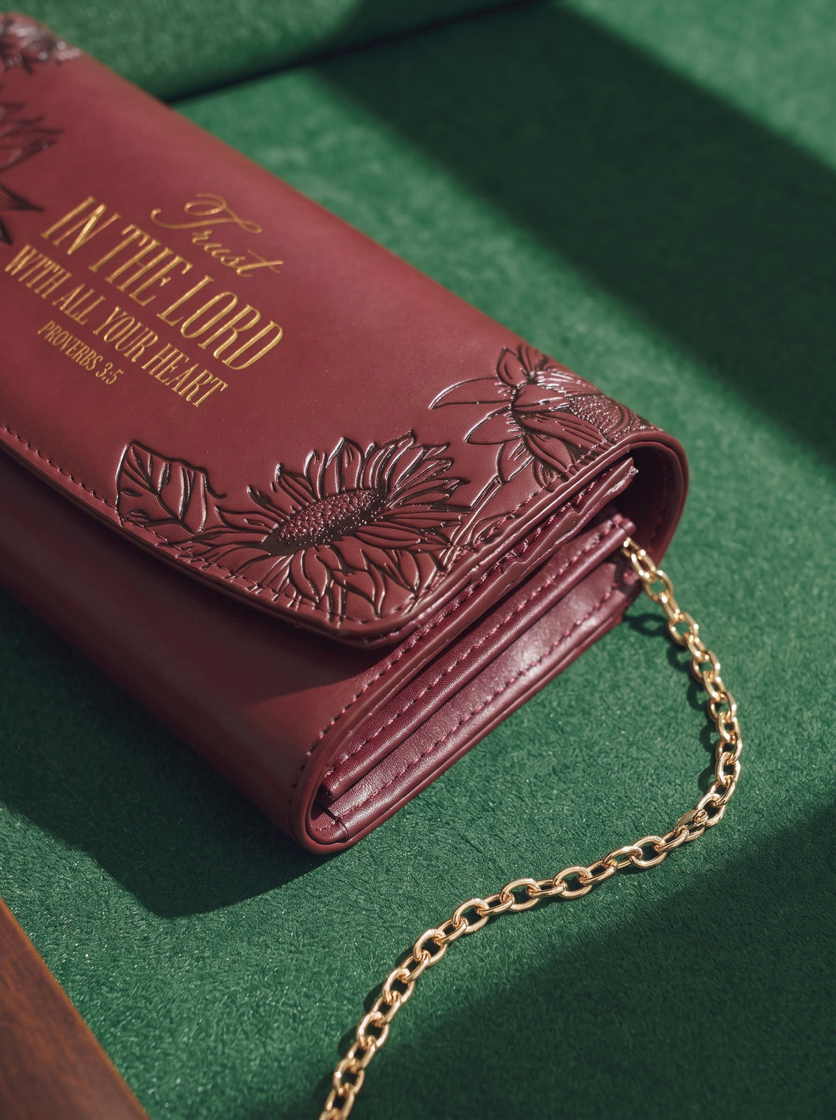 Proverbs 3:5 Embossed Leather Crossbody Clutch