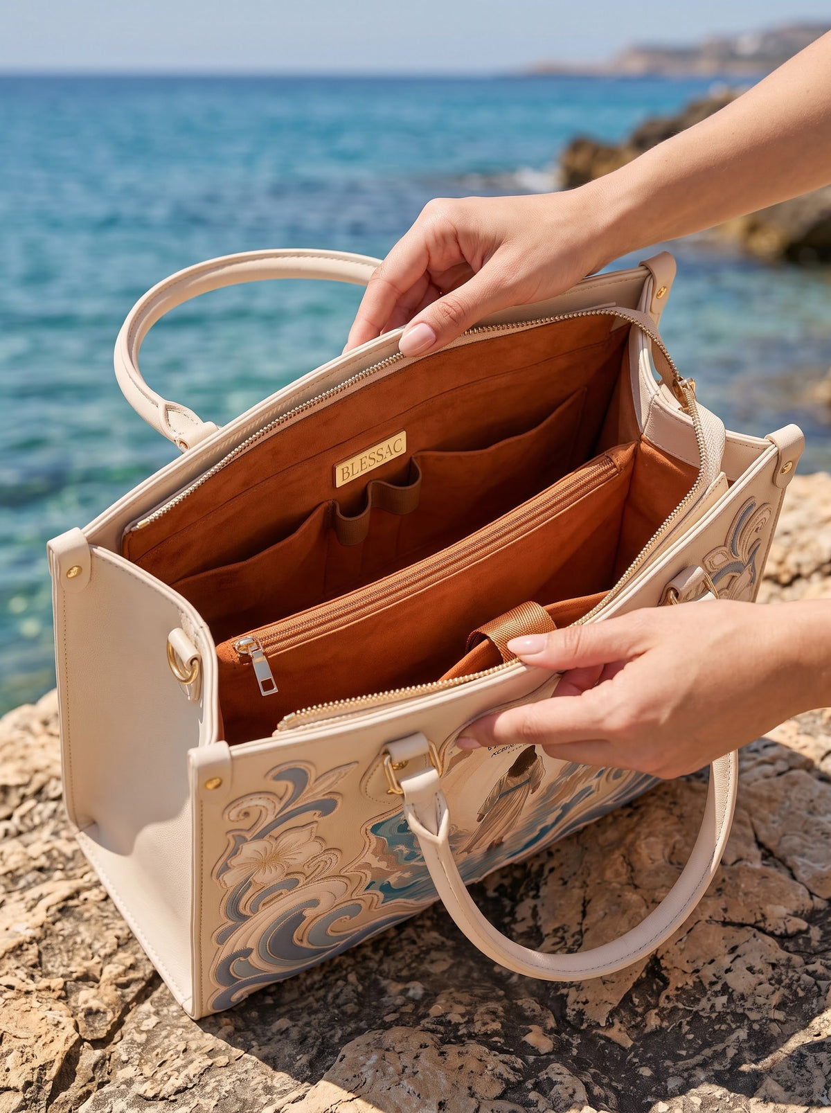 Walk By Faith Applique Leather Handbag