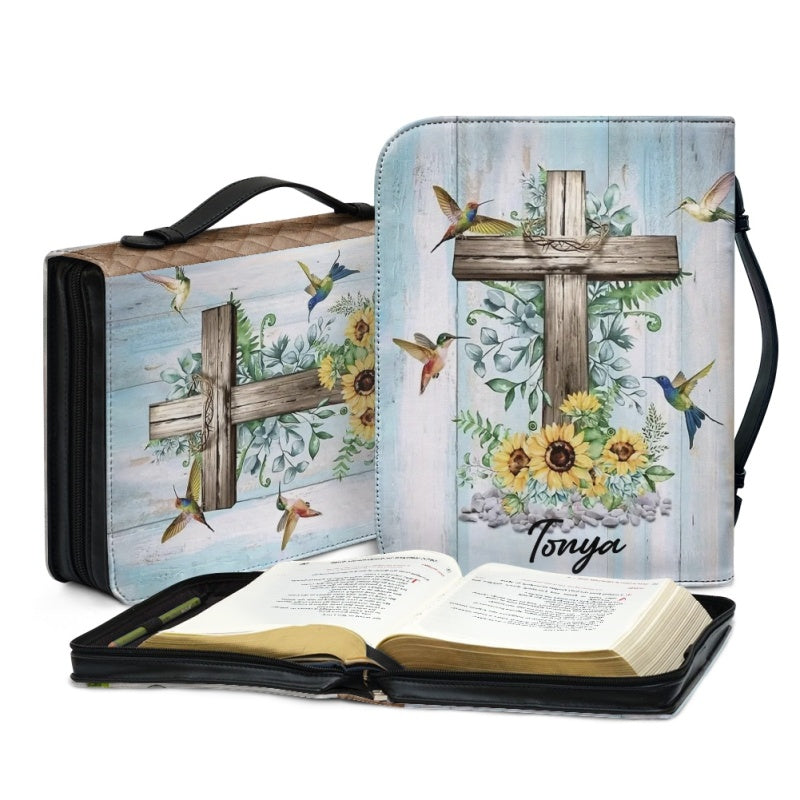 Personalized Sunflower Cross Bible Cover