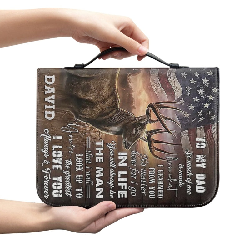 Personalized Hunting Lion Bible Cover for Dad