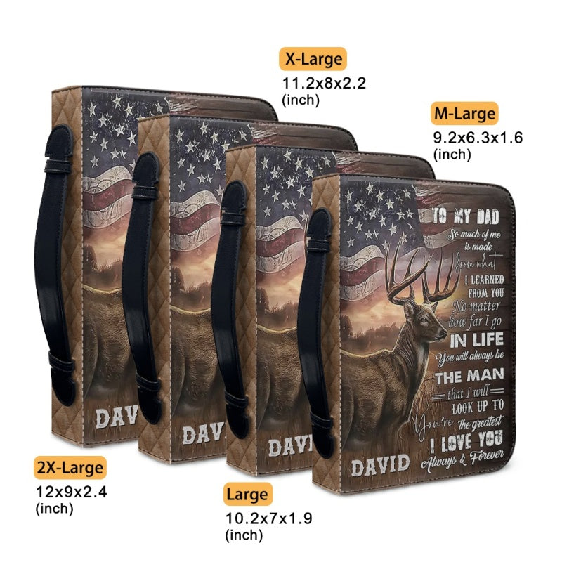 Personalized Hunting Lion Bible Cover for Dad